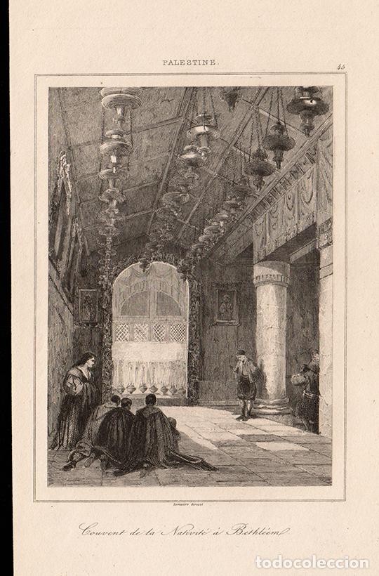 Arte: GRABADO AL ACERO DE 1845, INTERIOR DEL CONVENTO DE LA BAS&Iacute;LICA DE LA NATIVIDAD DE BEL&Eacute;N, DE LEMA&Icirc;TRE