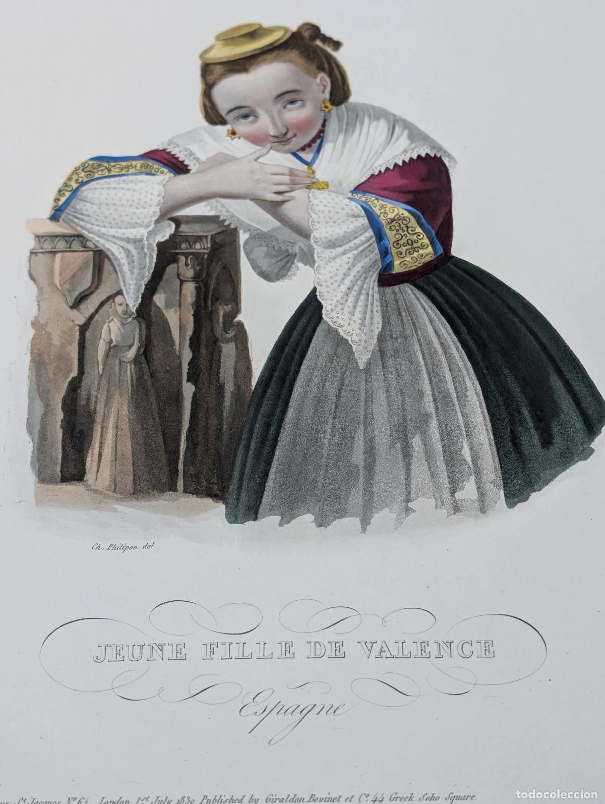 Arte: &ldquo;Jeune Fille de Valence&rdquo; [Traje de joven valenciana] - Philipon, Charles