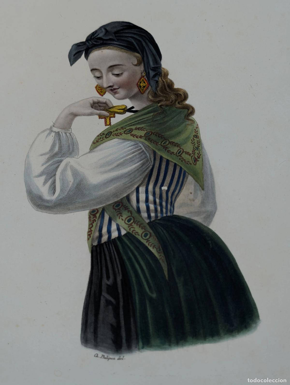 Arte: &ldquo;Riche paysanne des Pyren&eacute;es Espagnoles&rdquo; [Traje de campesina del Pirineo] - Philipon, Charles