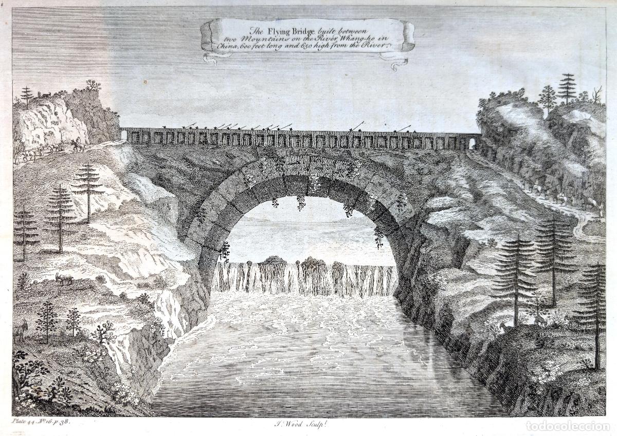 Art: &ldquo;The Flying Bridge in the Mountains [黄河]&rdquo; [Puente volante sobre el r&iacute;o Amarillo, China] - Salmon, Th