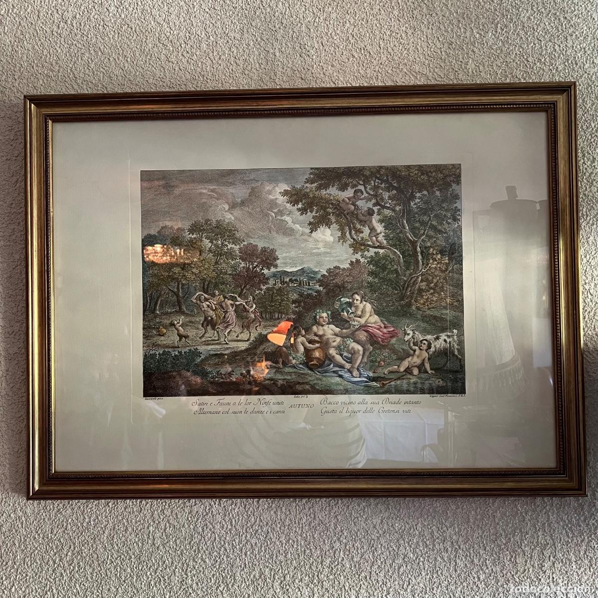Arte: Grabado Antiguo S.XVIII - L'Autuno (Oto&ntilde;o) - J. Wagner seg&uacute;n F. Zuccarelli - Venecia ca. 1764