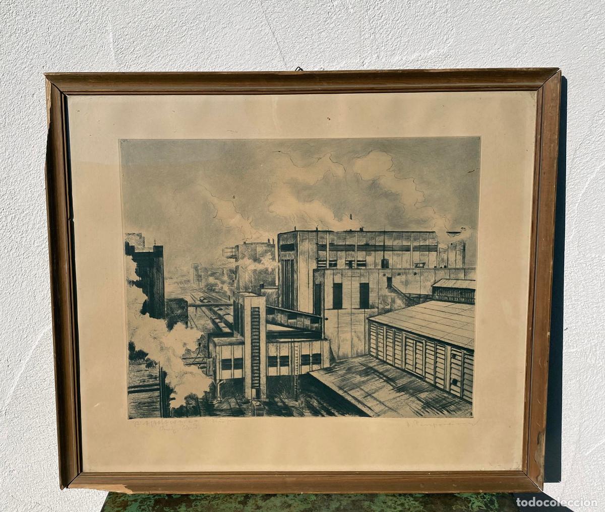 Arte: Grabado Original &rdquo;Stickstoffwerke a. d. Ruhr&rdquo; (A&ntilde;os 50)