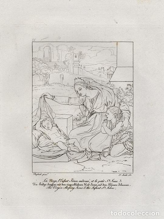 Art: GRABADO L&Iacute;NEA COBRE DE 1819, VIRGEN, NI&Ntilde;O JES&Uacute;S Y SAN JUANITO, DE RAFAEL SANZIO, GRAV&Oacute; T. SMITH