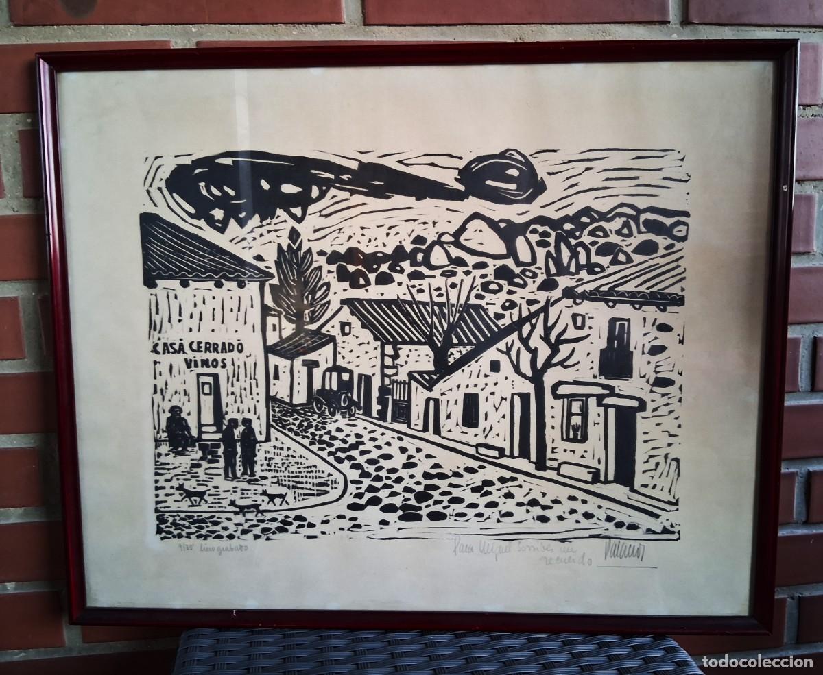 Arte: PASCUAL PALACIOS TARDEZ (MADRID 1920-1994) &rdquo;PUEBLO &rdquo; TINTA (40 x 51) ESTAMPA POPULAR DE MADRID