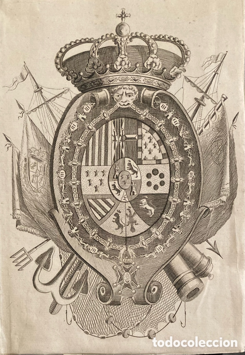Arte: Escudo de las Artes de la Pesca Nacional. Juan Bautista Bru. Siglo XVIII.