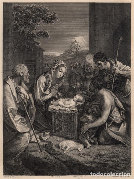 Art: GRABADO AL ACERO DE 1843, LA NATIVIDAD, DE GUIDO RENI, EN 4&ordm;, GRAB&Oacute; HENRY BRYAN HALL. BIBLIA
