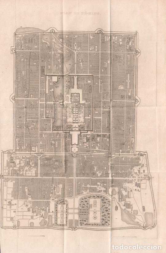 Arte: GRABADO AL ACERO DE 1853, PLANO DE PEK&Iacute;N EN EL SIGLO XIX, CIUDAD PROHIBIDA, ANTIGUA CHINA, LEMA&Icirc;TRE