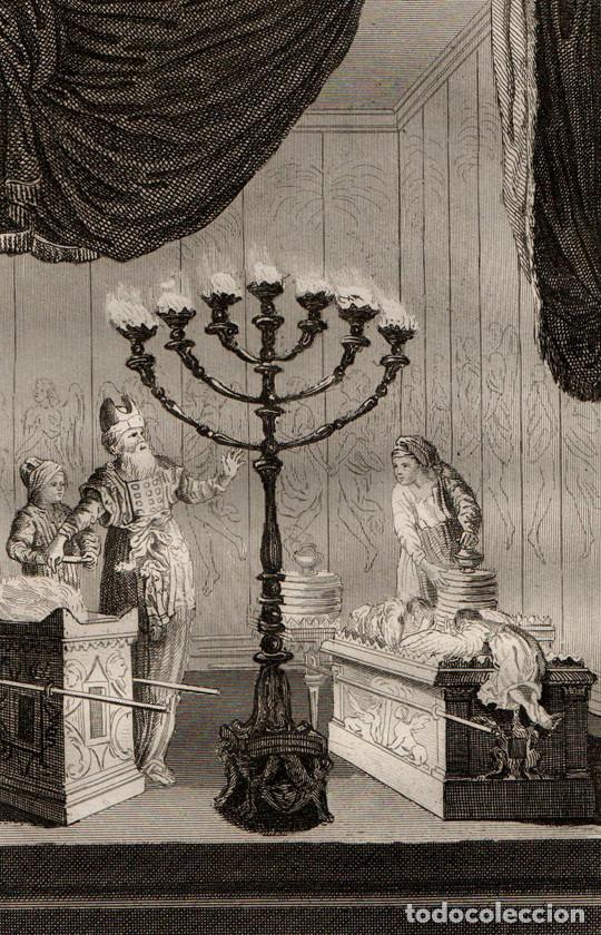 Arte: GRABADO AL ACERO 1834, BIBLIA VULGATA MAESTRO SACY. DESCRIPCI&Oacute;N DEL ARCA DE LA ALIANZA. DESJARDINS