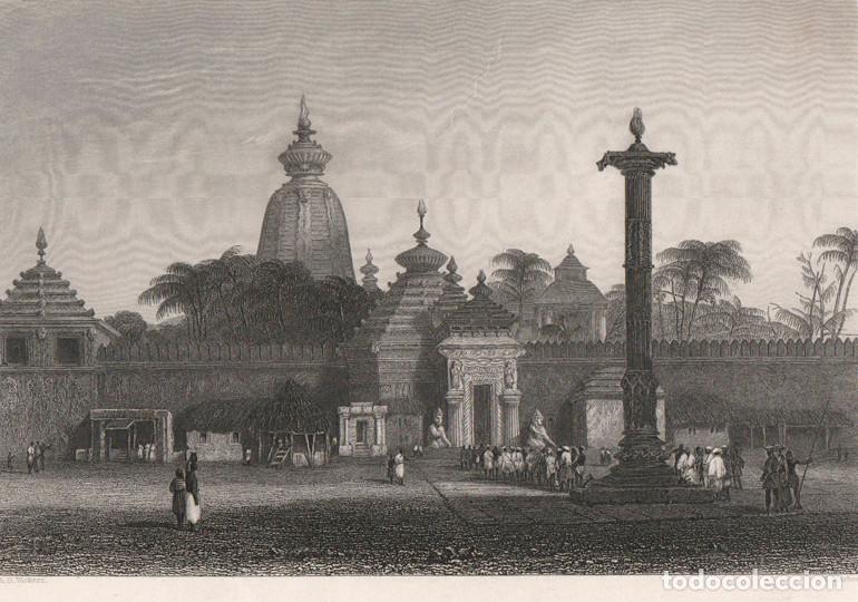 Arte: GRABADO AL ACERO DE 1844, TEMPLO DE JAGANNATH o JAGANNATHA, PURI ORISSA, INDIA, KRISNA. A.G. VICKERS
