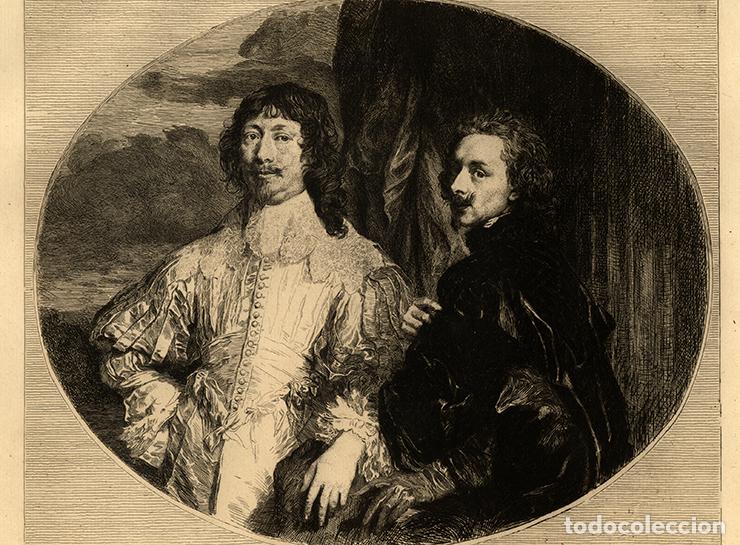 Arte: AGUAFUERTE DE 1882, AUTORRETRATO DE ANT&Oacute;N VAN DYCK Y ENDYMION PORTER. GRAN FOLIO, GRAB&Oacute; F&Eacute;LIX MILIUS