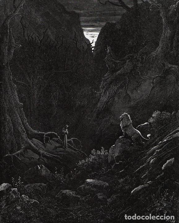 Arte: GUSTAVE DOR&Eacute;, XILOGRAF&Iacute;A DE c.1883. DIVINA COMEDIA, DANTE. INFIERNO, EL LE&Oacute;N DE LA SOBERBIA. GRABADO