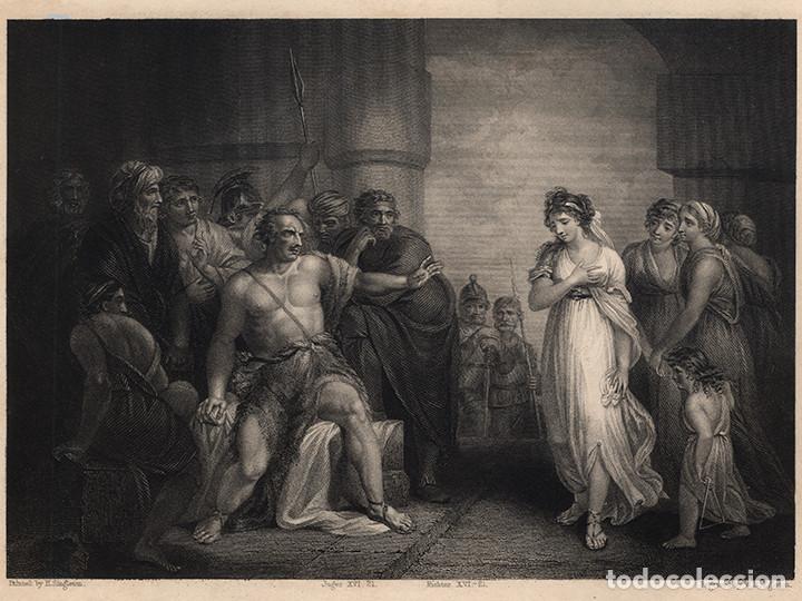 Kunst: GRABADO AL ACERO DE 1843, SANS&Oacute;N Y DALILA, DE HENRY SINGLETON, EN 4&ordm;, GRAB&Oacute; W. H. EGLETON. BIBLIA