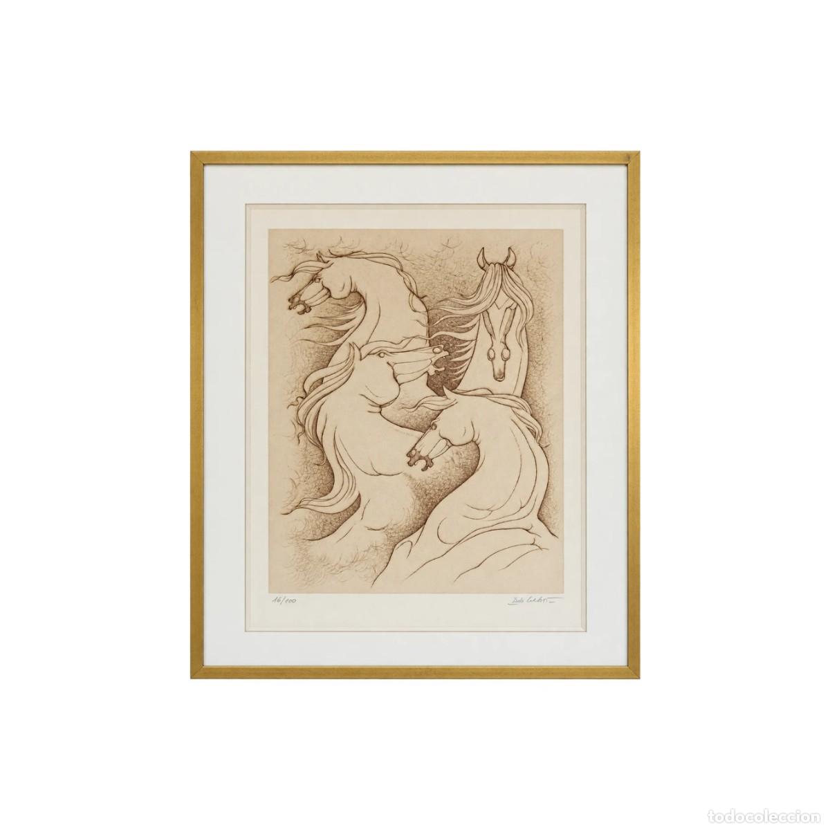 Art: Grabado &rdquo;Caballos&rdquo; Paul de Chabot, 16/100, Art D&eacute;co, s. XX - Francia