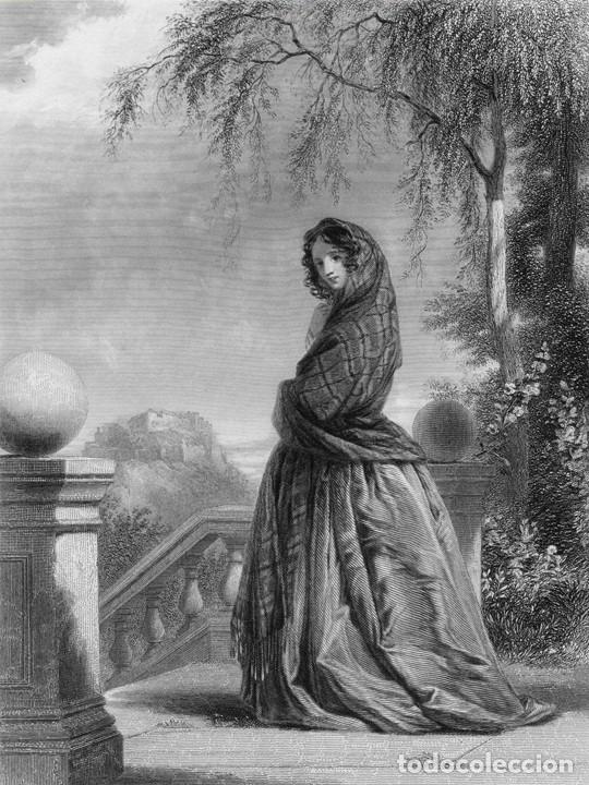 Arte: GRABADO AL ACERO DE 1873, ILUSTRACI&Oacute;N PARA EL POEMA DE ALLAN RAMSAY 'TARTANA OR THE PLAID', ESCOCIA