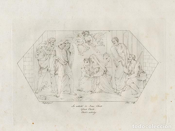 Arte: GRABADO L&Iacute;NEA COBRE DE 1819, NATIVIDAD DE JESUCRISTO, DE RAFAEL SANZIO, GRAV&Oacute; LEBAS, ROBERT BOWYER