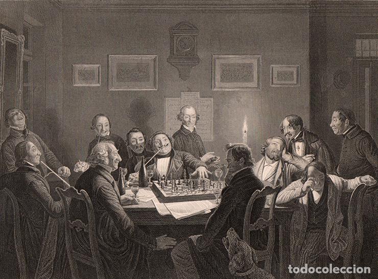 Arte: GRABADO AL ACERO DE 1849, EL JAQUE MATE, DE JOHANN PETER HASENCLEVER. GRAB&Oacute; A. H. PAYNE, BOOK OF ART