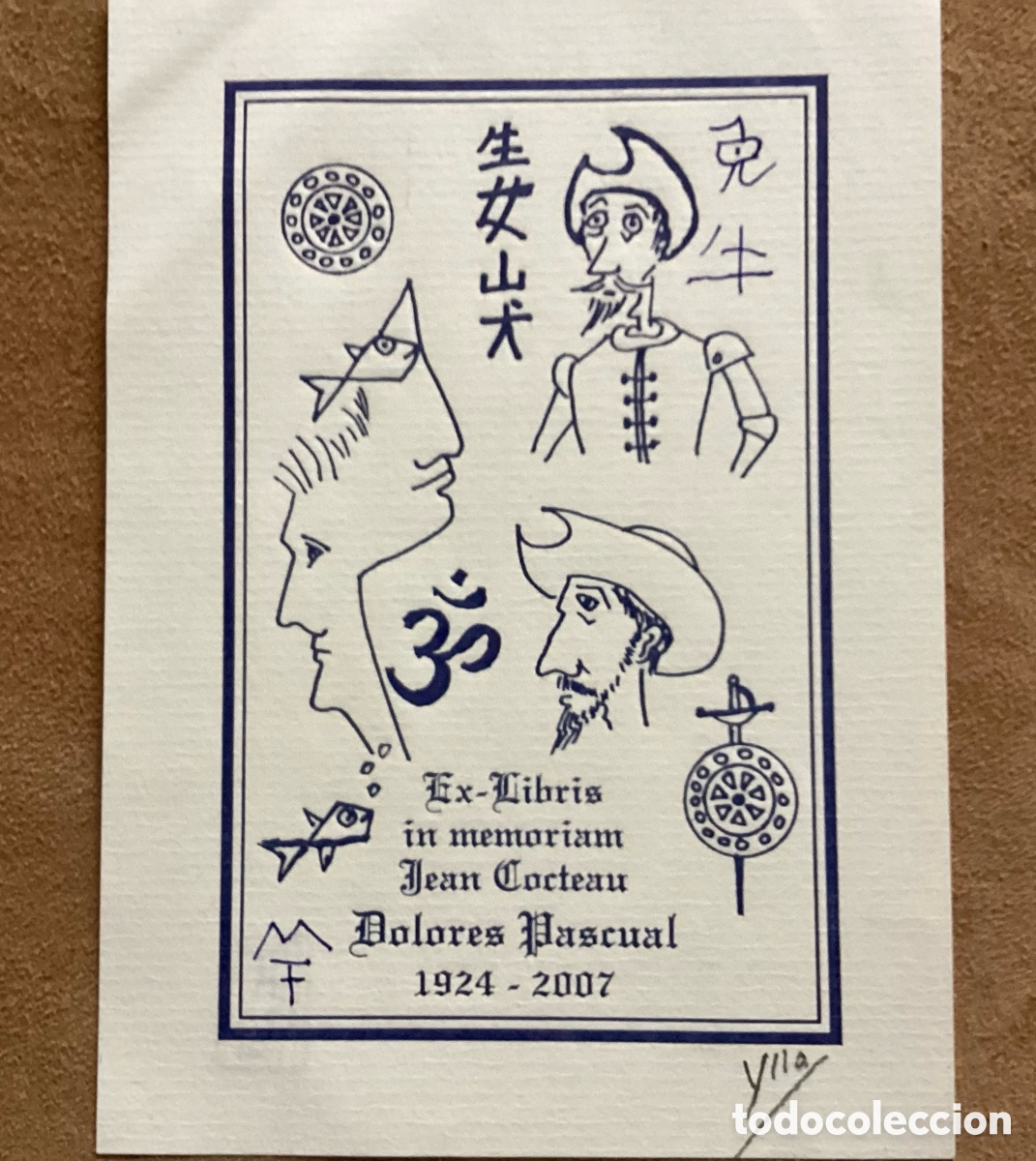 Art: Grabado original Ex-Libris firmado a mano Ylla