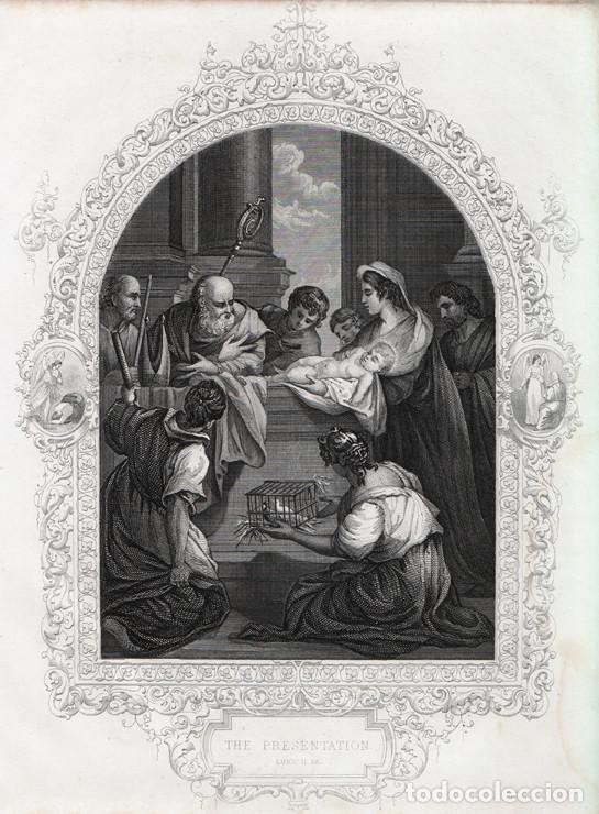 Arte: GRABADO AL ACERO DE 1864, PRESENTACI&Oacute;N DE JES&Uacute;S EN EL TEMPLO, SIME&Oacute;N, JERUSAL&Eacute;N. THOMAS KELLY & CO.