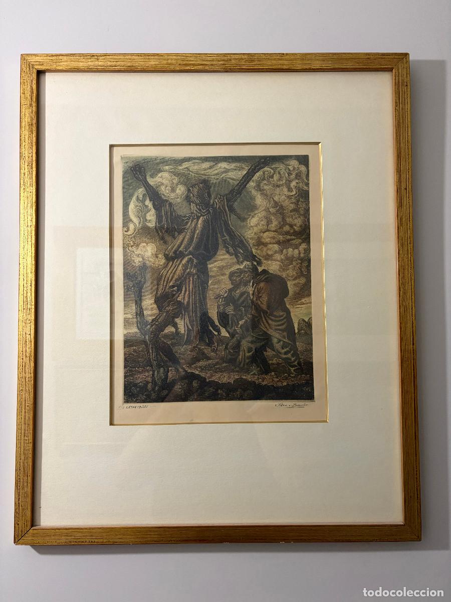 Arte: Grabado Original Jes&uacute;s Fern&aacute;ndez Barrio (1921-2005) - &rdquo;Espantajos&rdquo; - Prueba de Artista (P/A) - T&eacute;cni