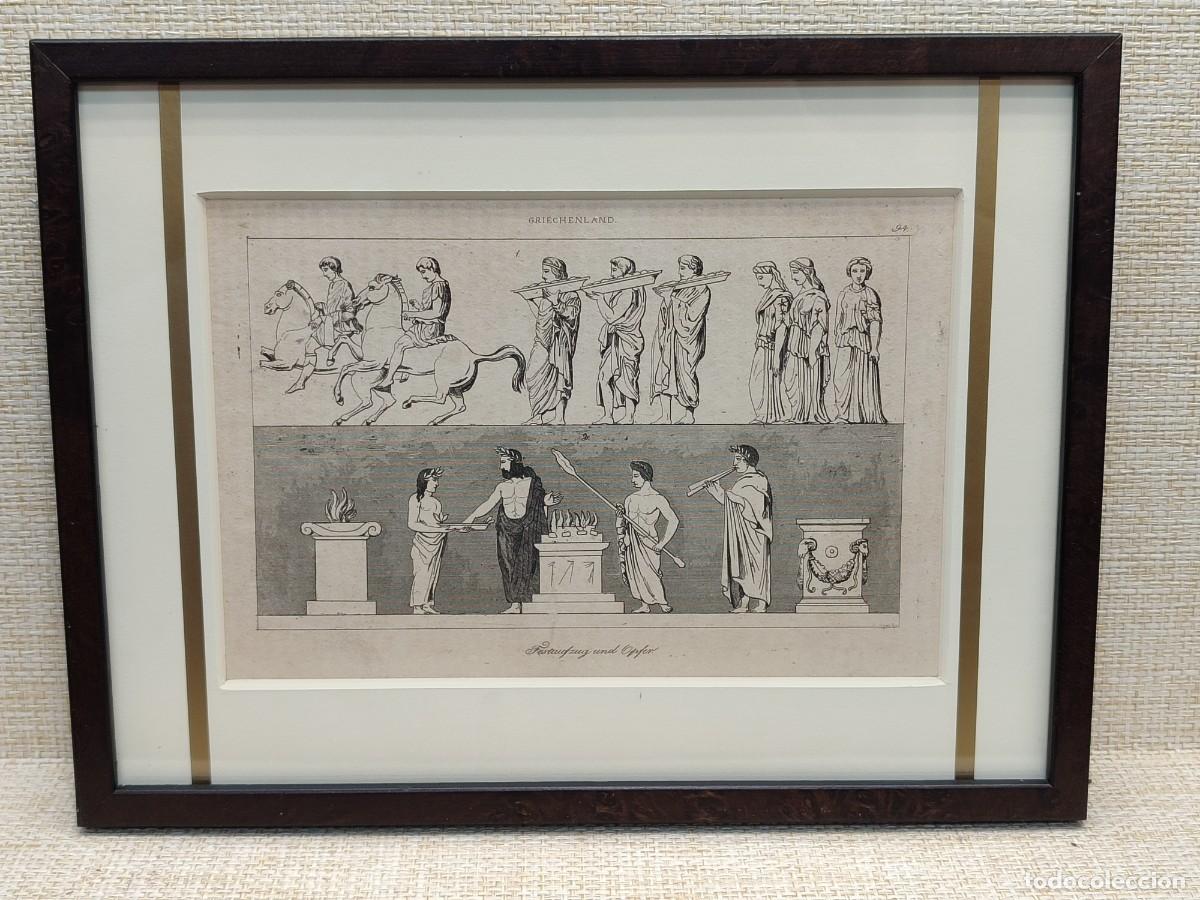 Arte: Procesi&oacute;n festiva y sacrificio. Welt-Gem&auml;lde-Gallerie. 1836. Grabado. Cuadro.