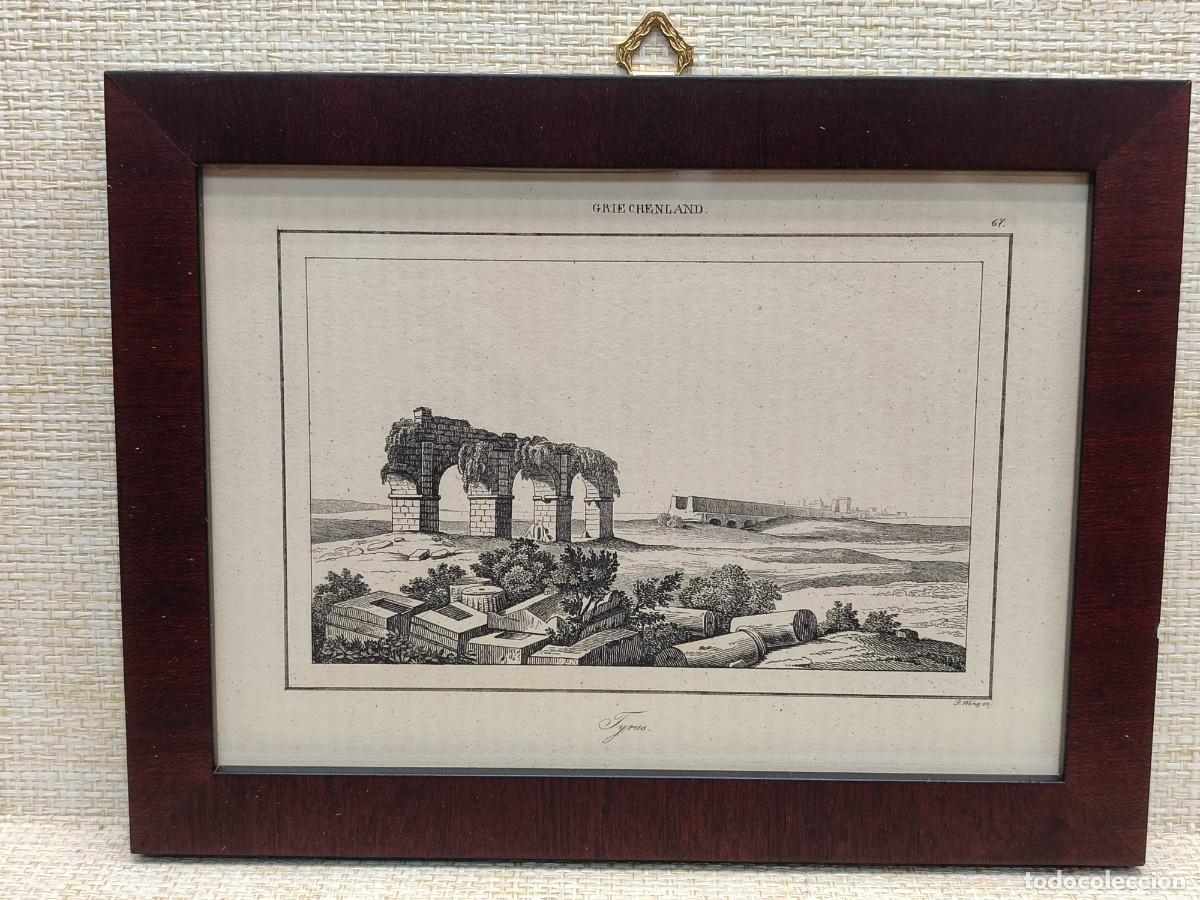 Arte: Ruinas de Tiro. Welt-Gem&auml;lde-Gallerie. 1836. Grabado de G. Weng. Cuadro.