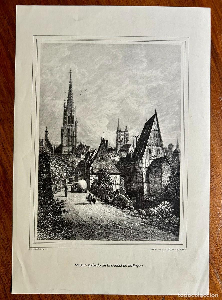 Arte: REPRODUCCI&Oacute;N DE 1959 DE ANTIGUO GRABADO DE ESSLINGEN - ORIGINAL G.A. M&Uuml;LLER c. 1835