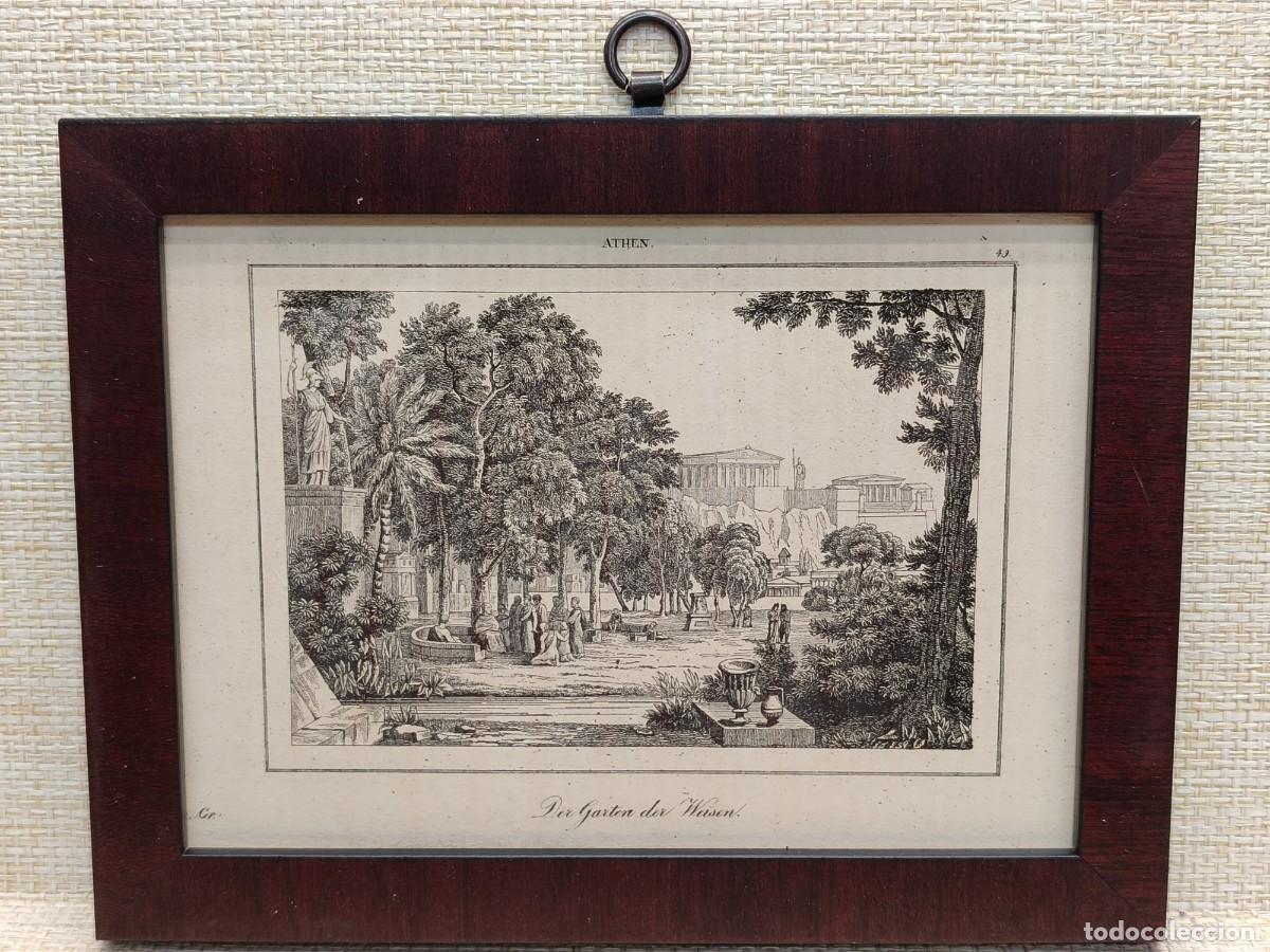 Arte: El Jard&iacute;n de los fil&oacute;sofos. Welt-Gem&auml;lde-Gallerie. 1836. Grabado. cuadro.