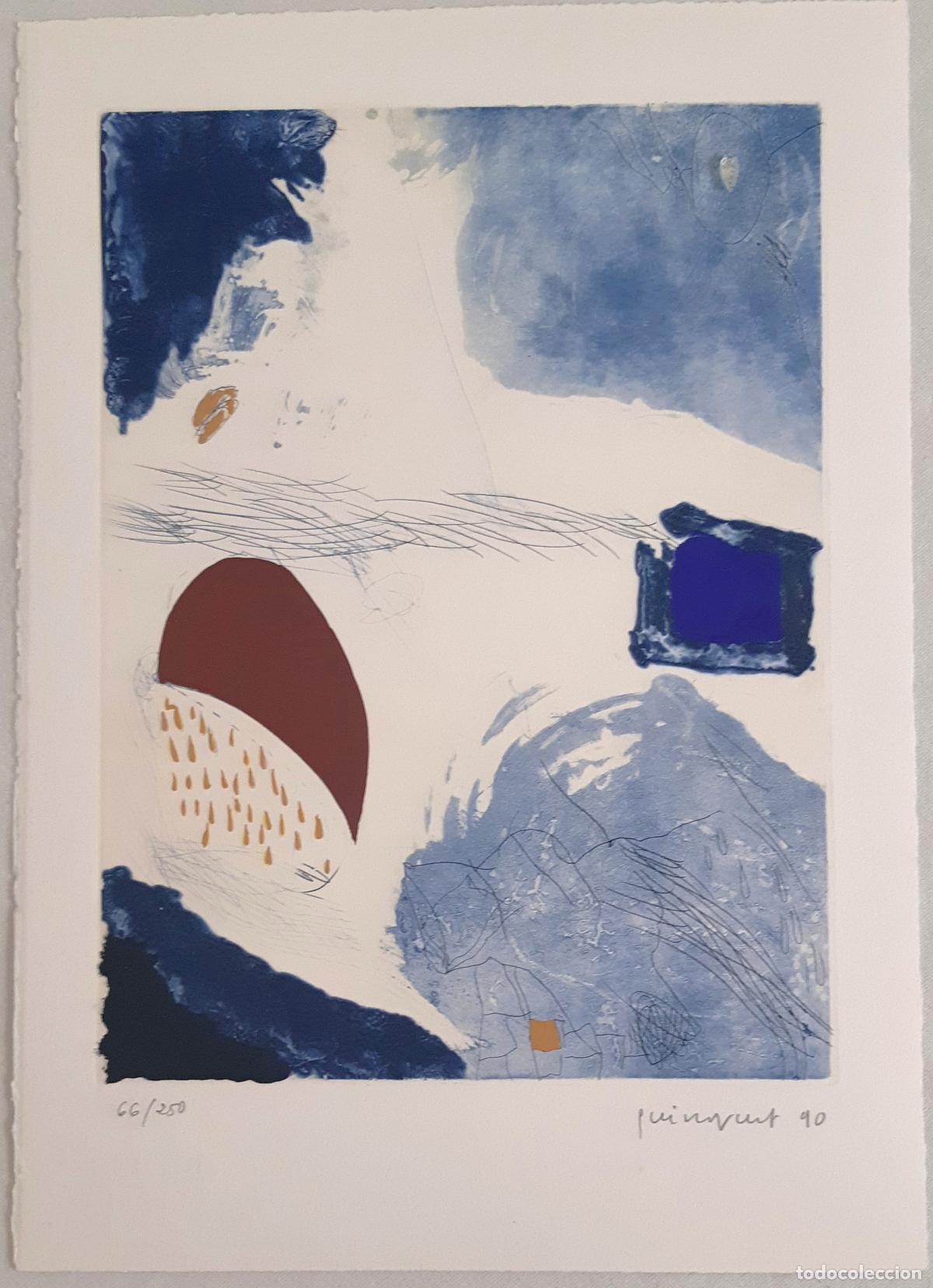 Arte: JOSEP GUINOVART: 'CAP MIRALL' (1989). AGUAFUERTE ILUMINADO A MANO CON COLLAGE DE ESPEJO, IMPECABLE