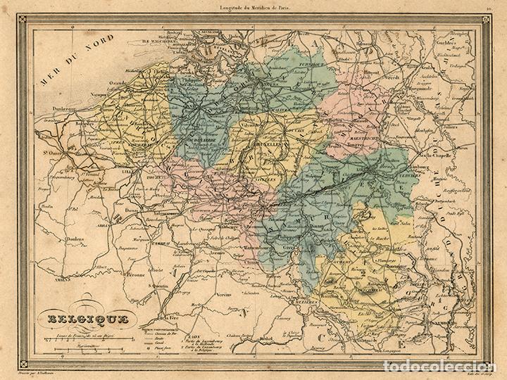 Arte: MAPA DE B&Eacute;LGICA INDEPENDIENTE DE 1850, POR VUILLEMIN. GRABADO AL ACERO, COLOREADO A MANO. LUXEMBURGO