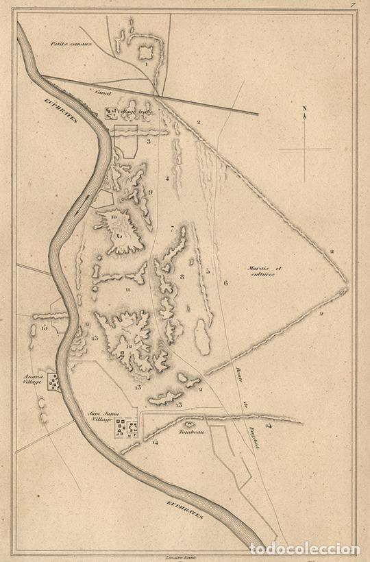 Arte: GRABADO AL ACERO DE 1852, PLANO DEL SECTOR PALACIAL DE BABILONIA, ANTIGUA MESOPOTAMIA, DE LEMA&Icirc;TRE