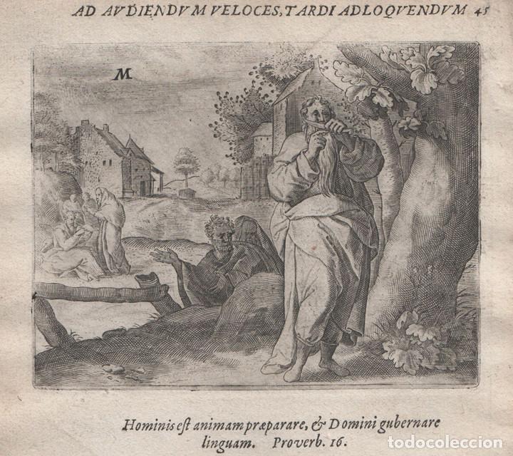 Arte: EMBLEMA s.XVII (1609), GRABADO DE COBRE, MIKROKOSMOS PARVUS MUNDUS, GERARD DE JODE, LENGUA DE SOL&Oacute;N