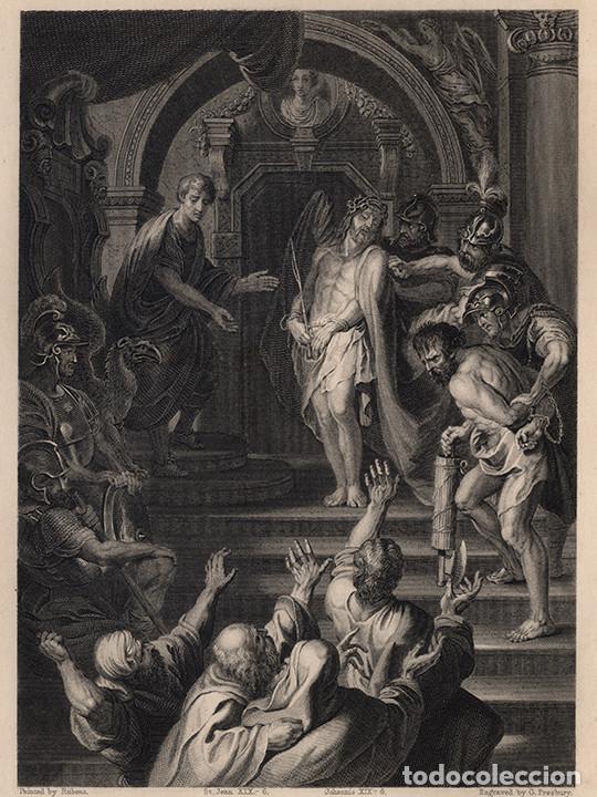 Arte: GRABADO AL ACERO DE 1843, ECCE HOMO, DE PEDRO PABLO RUBENS, EN 4&ordm;, GRAB&Oacute; G. PRESBURY. BIBLIA, JES&Uacute;S