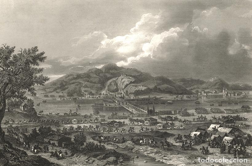 Arte: GRABADO AL ACERO 1868, ENTREVISTA FELIPE IV Y LUIS XIV EN LA ISLA DE LOS FAISANES (1660), INFOLIO