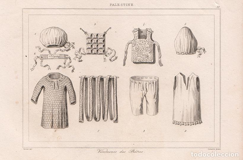 Arte: GRABADO AL ACERO DE 1845, CAT&Aacute;LOGO DE VESTIMENTA DE SACERDOTES HEBREOS, ANTIGUA PALESTINA, LEMA&Icirc;TRE