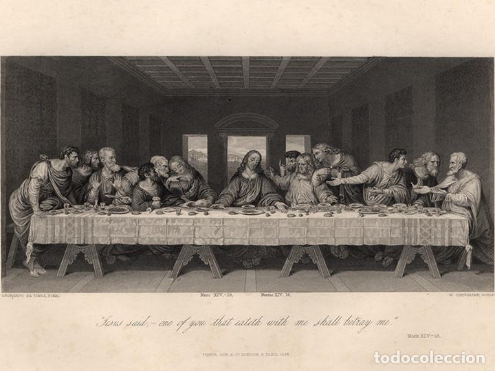 Arte: GRABADO AL ACERO DE 1843, LA &Uacute;LTIMA CENA, DE LEONARDO DA VINCI, EN 4&ordm;, GRAB&Oacute; W. CHEVALIER. BIBLIA