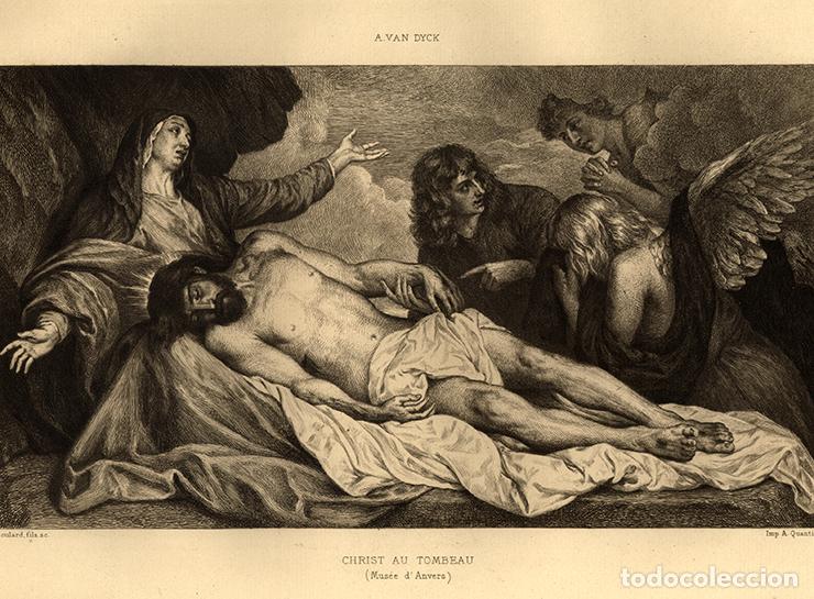 Arte: AGUAFUERTE 1882, LAMENTACI&Oacute;N SOBRE CRISTO MUERTO, DE ANT&Oacute;N VAN DYCK. GRAN FOLIO, GRAB&Oacute; BOULARD FILS
