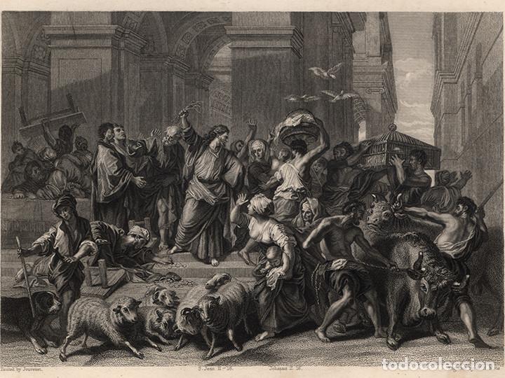 Arte: GRABADO AL ACERO DE 1843, LA EXPULSI&Oacute;N DE LOS MERCADERES, DE JOUVENET, EN 4&ordm;, GRAB&Oacute; MOTE. BIBLIA