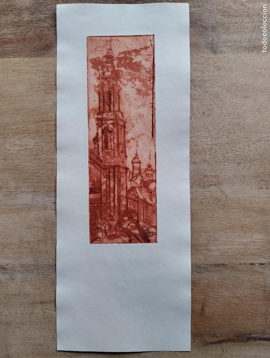 Arte: GRABADO. JOSE LOMBA ALLUEVA. ZARAGOZA. EL PILAR. 41X16CM