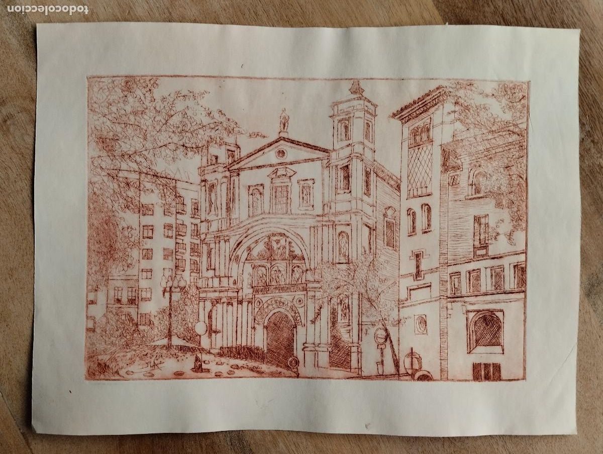 Arte: GRABADO. JOSE LOMBA ALLUEVA. ZARAGOZA. IGLESIA SANTA ENGRACIA. 36X27CM
