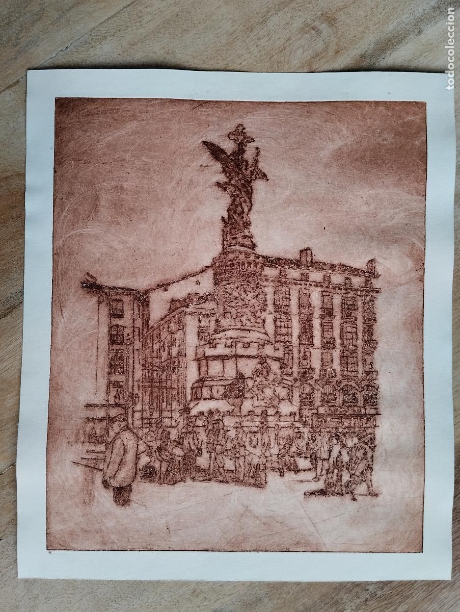 Arte: GRABADO. JOSE LOMBA ALLUEVA. ZARAGOZA. PLAZA DE ESPA&Ntilde;A. 35X29,5CM