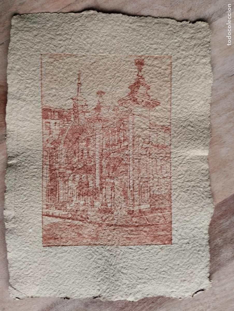 Arte: GRABADO EN CARTON. JOSE LOMBA ALLUEVA. ZARAGOZA. MERCADO CENTRAL. 43X31CM