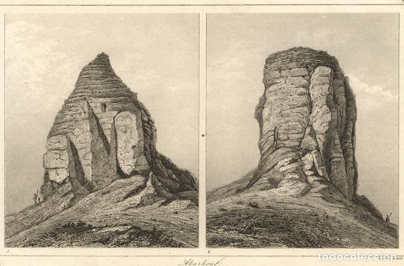 Arte: GRABADO AL ACERO DE 1852, 2 VISTAS DE AQAR QUF, ZIGURAT KASSITA, ANTIGUA MESOPOTAMIA, DE LEMA&Icirc;TRE