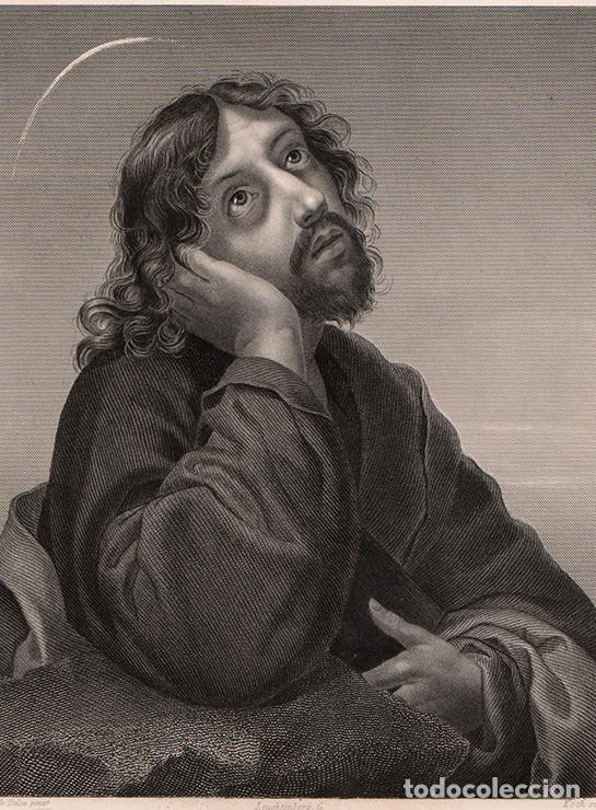 Arte: GRABADO AL ACERO DE 1849, CRISTO PENSATIVO DE CARLO DOLCI. GRAB&Oacute; KOCH. A. H. PAYNE BOOK OF ART