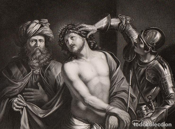 Arte: GRABADO AL ACERO DE 1849, CRISTO CON LA CORONA DE ESPINAS. IL GUERCINO. FLEISCHMANN. A. H. PAYNE