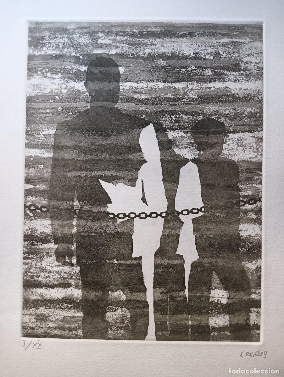 Arte: Jos&eacute; Luis VERDES (Madrid 1933-2001) grabado 1975 de 37x27 papel 53x39, firma l&aacute;piz y numerado. Perfe
