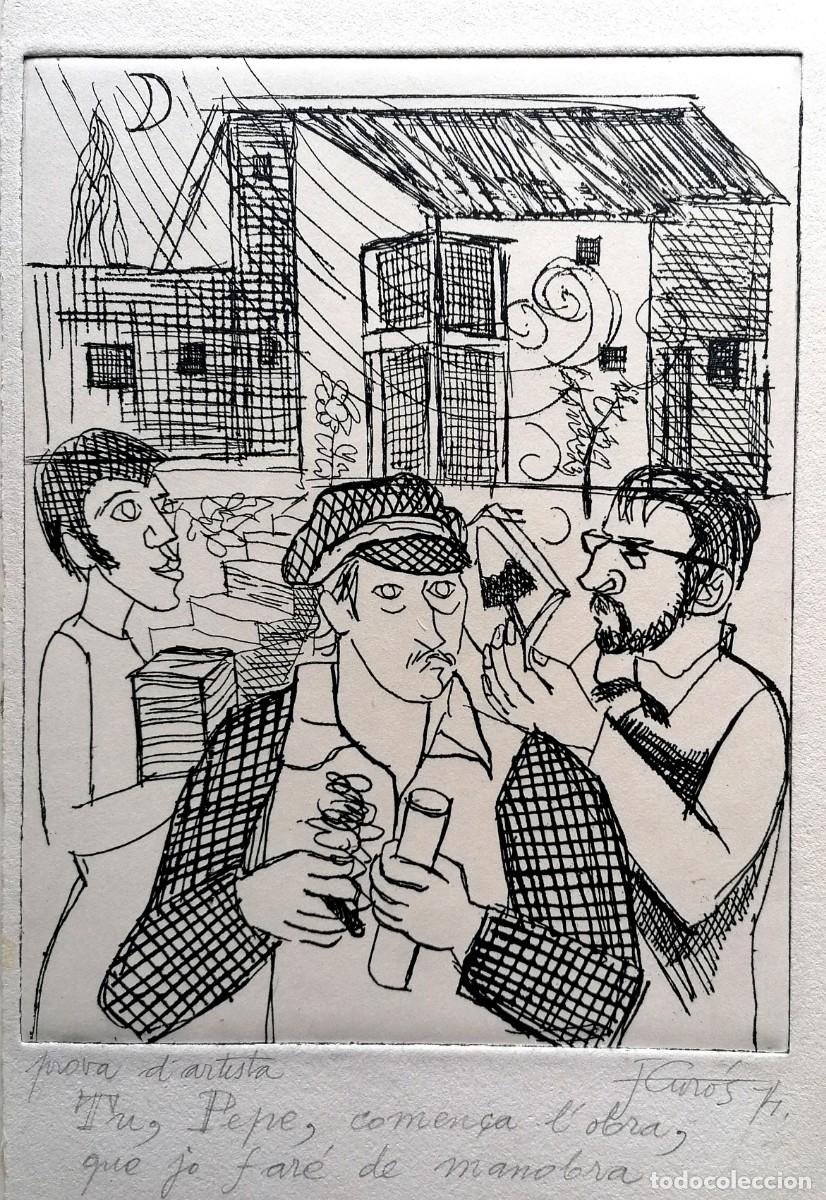 Arte: JORDI CUR&Oacute;S, GRABADO 30 X 20 CM. PIEZA &Uacute;NICA Y ORIGINAL AUCA CUR&Oacute;S. FIRMADO Y FECHADO 1974