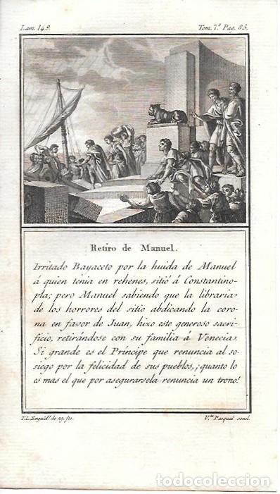 Arte: GRABADO. RETIRO DE MANUEL - LOUIS-PIERRE ARQUETIL LAMINA 149 TOMO 7 A&Ntilde;O 1802 - G-HISTORIA-069