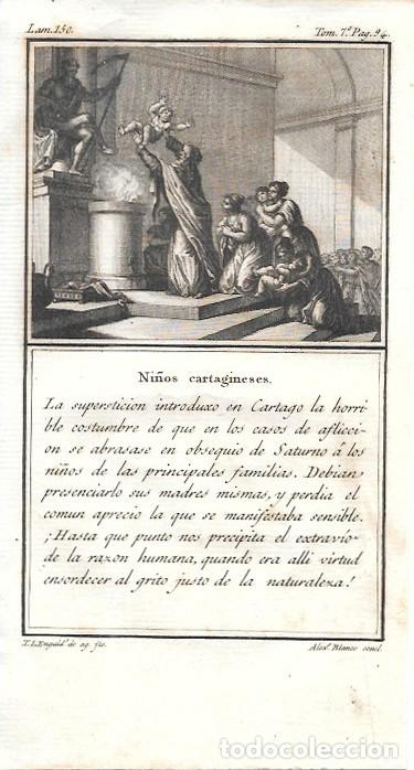 Arte: GRABADO. NI&Ntilde;OS CARTAGINESES - LOUIS-PIERRE ARQUETIL LAMINA 150 TOMO 7 A&Ntilde;O 1802 - G-HISTORIA-076