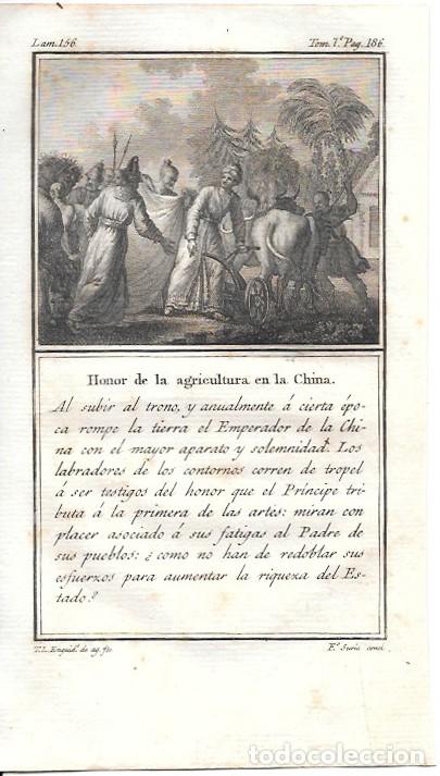 Arte: GRABADO. HONOR DE LA AGRICULTURA EN CHINA - L.P. ARQUETIL LAMINA 156 TOMO 7 A&Ntilde;O 1802- G-HISTORIA-080