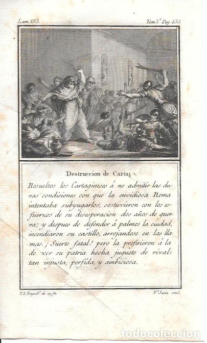 Arte: GRABADO. DESTRUCCION DE CARTAGO - LOUIS-PIERRE ARQUETIL LAMINA 153 TOMO 7 A&Ntilde;O 1802 - G-HISTORIA-084